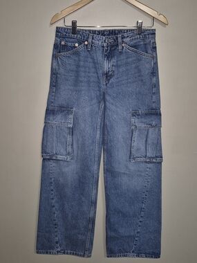 Weekday Blue Cargo Wide-Leg Jeans